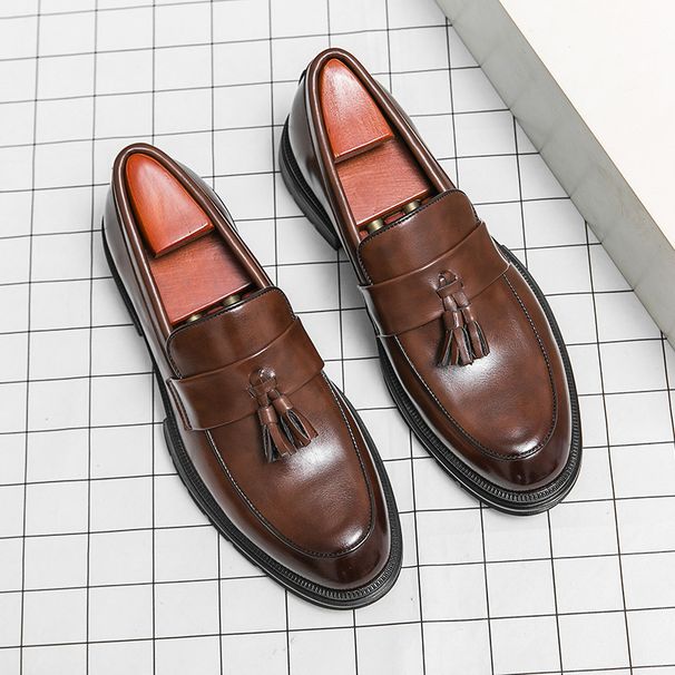 Loafers Trendy British Style Tassel Slip-On Korean Version Casual Small Size Business Leather Men's Wedding Shoes_vogvips.com