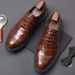 Euro Step 2025 Brogue Leather Suit Wedding Men's Groom Arrow Barber Shoes British Style_vogvips.com