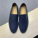 LP Genuine Loafers For Lazy People To Step On, 2025 New Casual Low Heel Dark Blue Calf Leather Shoes_vogvips.com