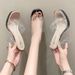 Transparent Strap 2023 Summer New Round Toe Pink Single Thick Super High Heel Casual Fashion Slippers For Women_vogvips.com