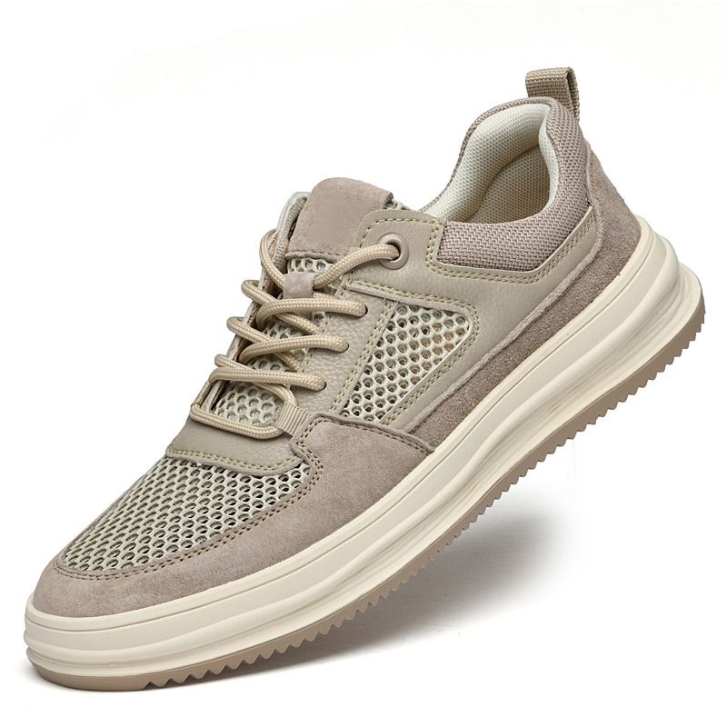 Mesh Pigskin Men's Shoes Men's Mesh Sports And Leisure Retro Board Shoes Men_vogvips.com