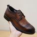 Euro Step Premium 2025 Spring New Lace-up Brogue Carved Business Low Heel Comfortable Men's Work Shoes_vogvips.com