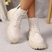 Women's Plus Size Martin Boots Side Zipper Platform Ankle Thick Sole British Style Black PU Suede Autumn New Style Size 43_vogvips.com