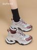 Daphne Dad Women's 2025 Spring New Arrival Thick Sole Heightened Sneakers Plaid Crystal Veet Fashion Casual Shoes_vogvips.com