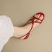 2026 New Summer Open-Toe Roman Sandals For Women, Leather, Soft Sole, Comfortable Low Chunky Heel, Woven Mid-Heel,_vogvips.com