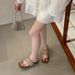 Vacation-style Casual Summer Square-toed Flip-flop Straw-woven Wedge For Women, Half-slippers, Beach Sandals_vogvips.com