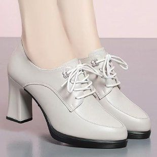 Versatile And Lightweight High-heeled Fashionable Loafers For Middle-aged Women, Round-toed Runway Shoes, 2025 New_vogvips.com