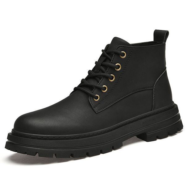 Big Yellow Boots Martin Boots Fleece Thermal Short Boots Medium Tube Large Size Boots Leather Splicing Casual Boots_vogvips.com