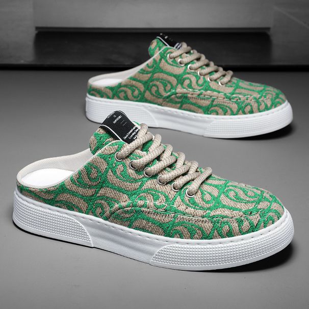 Canvas Men's Shoes, Breathable Sporty Casual In Summer, Board With Mesh Surface, Lazy Person Can Step On Without A Heel,_vogvips.com