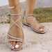 2026 New Women Flat Summer Fashion Simple Solid Round Toe Cross Strap Female Shoes Casual Comfort Lightweight Sandals_vogvips.com