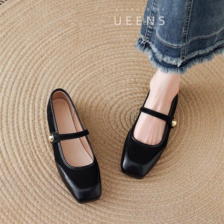 Mary Jane Single Shoes Women's Flat Shoes Temperament Red With Skirt Evening Shoes_vogvips.com