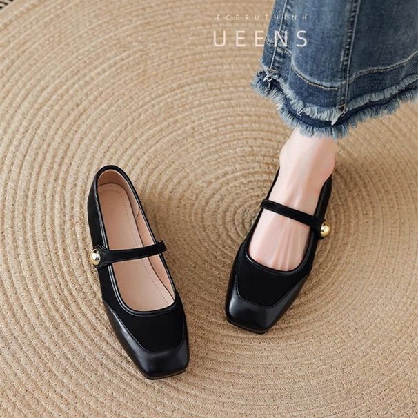 Mary Jane Single Shoes Women's Flat Shoes Temperament Red With Skirt Evening Shoes_vogvips.com