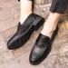 Euro Step Summer Brogue Korean Style British Slip-On Hairstylist Trendy Casual Leather Shoes Men's Height Increase 2cm6_vogvips.com