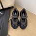 Korean 2025 Spring And Autumn New Style Platform Round Toe Thick Sole Color Block Velcro Sports Height Increasing_vogvips.com