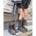Northeast Snow For Women Winter New Belt Buckle Riding With Fleece Lining Thickened Cotton Shoes Sheepskin Long Boots_vogvips.com