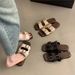 Fashion Outdoor 2025 Summer Korean Style Soft Sole Women's Shoes Comfortable Flat Versatile Color Block Non-Slip Slide_vogvips.com