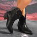 Women's British Style Plus Size Mid Heel Ankle Boots Pointed Toe Martin Boots Retro Design_vogvips.com