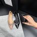 Women's Retro Slip-On Heel Sandals Rhinestone Pointed Toe Open Sides 4 Cm Height Increase Summer Women's Ballet Flats_vogvips.com