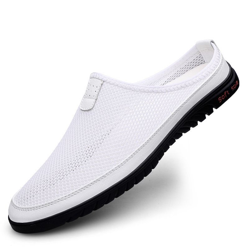 Mesh Fly-woven Men's Shoes Casual Shoes Half-drag Convenient Travel Shoes Dad Shoes Walking Shoes_vogvips.com