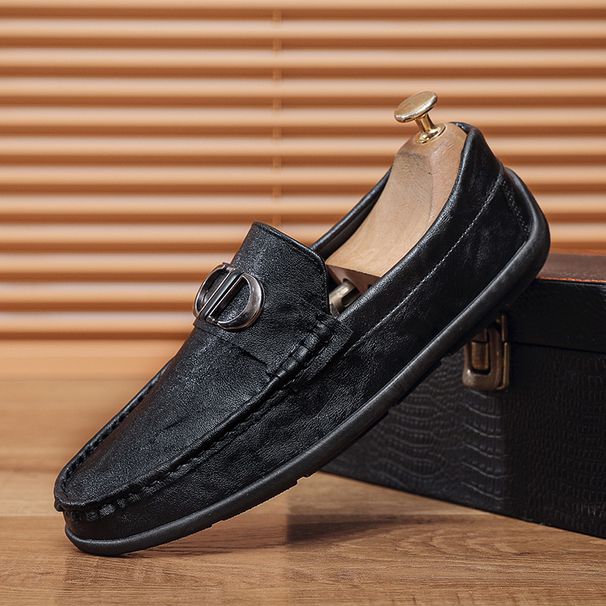 SHLIANG Fashion Men's Slip-On Soft-Soled Driving Shoes Comfortable Round-Toe Business Casual Leather Shoes Breathable Upper Slip-On Loafers X0008_vogvips.com