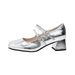 French Mary Jane Shoes Women's One-Word With Thick Heel Single Shoes Fairy Style Silver High Heels_vogvips.com