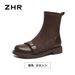 ZHR Thick-Soled Fleece-Lined Short For Women 2025 Autumn Winter New Versatile Flat Sock Elastic Boots To Match Dresses_vogvips.com