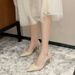 2022 Spring New High Heels Stiletto Pointed Shallow Mouth Ultra-fine Nude Color Closed Toe Korean Fashion Summer Women's_vogvips.com