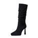 9399-1 European And American Style Chunky Heel High-heeled Pointed Toe Slimming Long For Women, High-tube Waterproof_vogvips.com