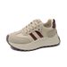 BN028 New 2024 Autumn Thick Soled Sports Women's Shoes Height Increasing Sneakers Splicing Student Trend Leather Casual Shoes_vogvips.com