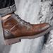 Martin Boots Men's Side Zipper Leather Boots Retro Trendy Men's Medium Top Short Boots Tooling Boots High Top Leather Shoes_vogvips.com
