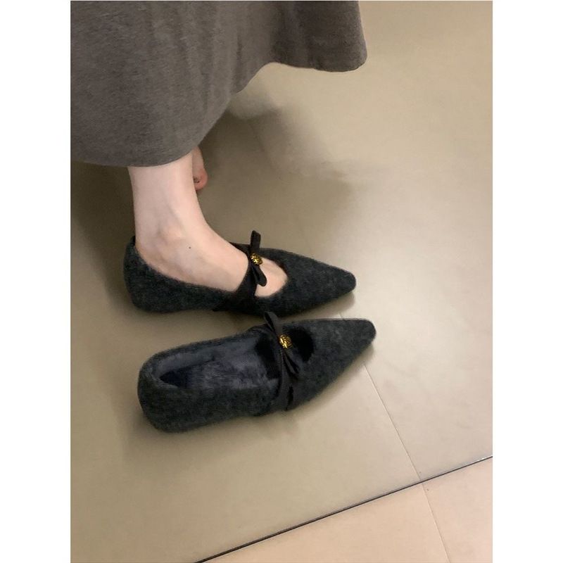 Women's Vintage Mary Jane Shoes – Floral Embellished Suede Loafers With Cotton Lining & Hidden Wedge Heel For Fall & Winter_vogvips.com