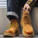European Warm Series Martin Genuine Leather Men's Autumn Winter British Style Work High-End Trendy Thick-Soled Yellow Boots_vogvips.com