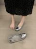 silver Shallow Bowknot Flats 2026 Spring New French Gentle Evening Style Flat Loafers Women's Shoes_vogvips.com