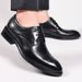 Euro Step New Brogue Carved Pattern Trendy Casual Men's Pointed Toe Genuine Leather Black Business Wedding Shoes_vogvips.com