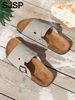 Couple's Summer Men's Sandals, Simple Solid Color - Casual Backless Slippers With Upper And Black Straps, Suitable For_vogvips.com