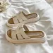 Slippers Women Summer Flat Shoes Female Slides Pantofle Fashion Platform Low Rome Scandals PU Fabric Rubber Hoof 250321_vogvips.com
