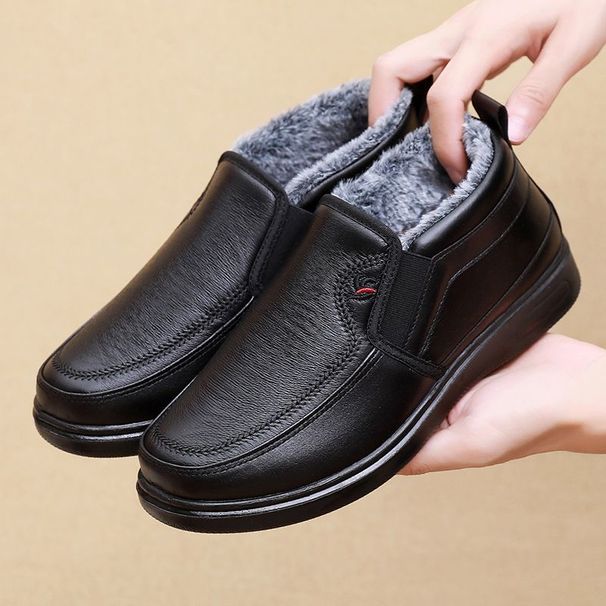 Winter Old Beijing Cloth For Men, Shoes With Fleece, Thickened Warm, Dad Shoes, Waterproof Non-Slip, Flat Sole,_vogvips.com