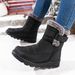 Snow Outdoor Rabbit Fur Plush Wide Velcro Mid-Calf Shoes Waterproof Women's Cotton Boots EU Size 45_vogvips.com