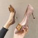 French High Women's Fine Heel Shoes, 2025 New Hundred Work Sexy Pointed Toe Single Shoes, Black Medium Heel_vogvips.com
