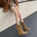 Zhao Lusi's Style~ Chunky Heel Western Cowboy Boots, Slightly Distressed, Retro Fashion Boots, Slimming Chunky Heel Pointed Toe Slouch Boots_vogvips.com