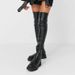 Women's Knee High Boots With Thick Sole, Stretchable Round Toe Chunky Heel Boots For Winter, Comfortable PU Leather Riding Boots_vogvips.com
