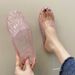 Crystal Half-enclosed Women's Summer Slippers, Versatile Indoor Hollow Breathable Lightweight Non-slip Plastic Home_vogvips.com