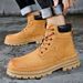 Men's Chunky Sole Martin Boots – Vintage British Style Work Boots With Genuine Pigskin Leather, High Top Winter Boots For Casual Wear_vogvips.com