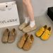 2025 Yellow For Women Summer New Fashion Versatile Slip-On Soft Sole Two-Way Casual Shoes_vogvips.com