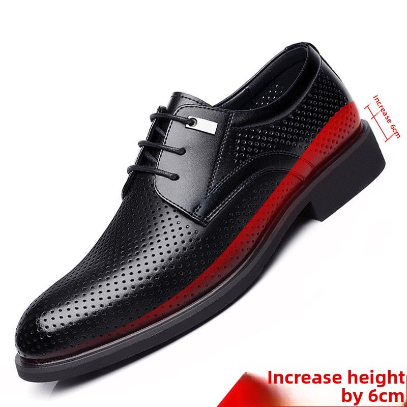Men's Elevator Dress Shoes Low-cut Vintage Leather Lace-up Formal Shoes Large Size_vogvips.com