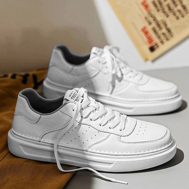 Men's Casual Leather Shoes Breathable White Board Sneakers Slip-resistant Sports Shoes For Youth Fashion Trendy Comfortable_vogvips.com