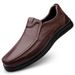 Men's Leather Shoes Casual Loafers Lazy Thick-soled Round Head Foot Cover Men's Leather Shoes_vogvips.com