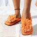 European American Women's Summer Floral-decorated Flip-flops, Macaron-colored Flat Beach Sandals, Breathable,_vogvips.com