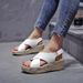 Plus-size Wedge Wish European And American Style, Straw-woven Open-toe Roman Sandals, Cross-strap Fish-mouth_vogvips.com