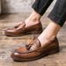 2022 Leather Casual Men Loafers Band Slip On Male Dress Shoes Leisure Style Big Size 38-47 Good Wear-resistant Sole_vogvips.com